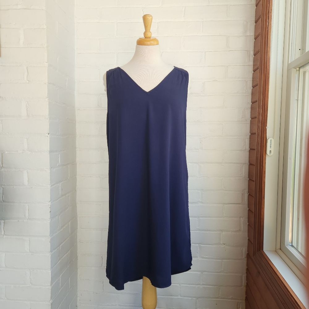 GAP NWT V Neck Tie Back Shift Dress Navy Blue Size Medium